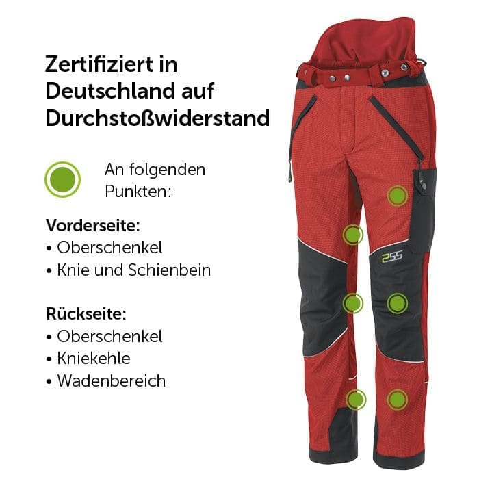 PSS X-treme Protect Sauenschutzhose Bereiche Durchstoßprüfung